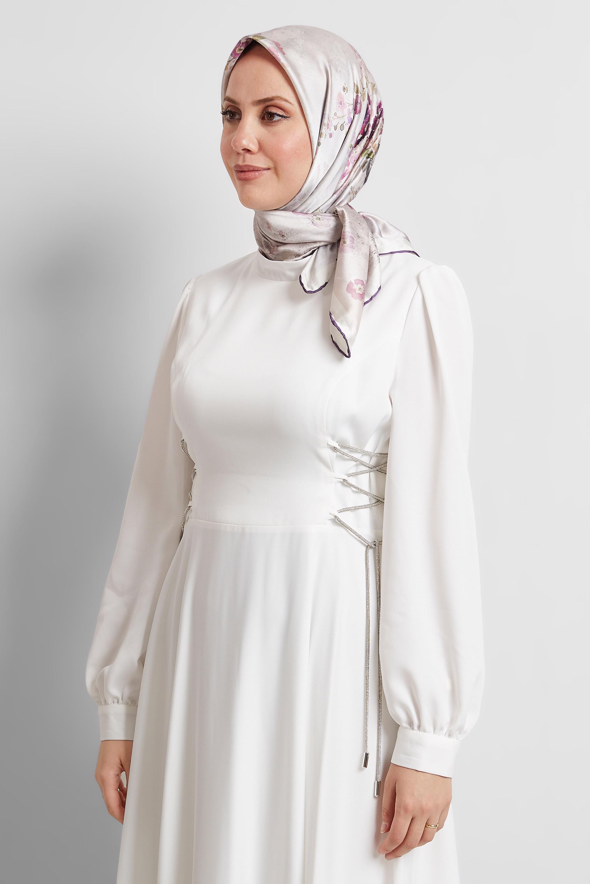 Tesettür giyim MOR ALVİNA DESENLİ EŞARP 8523