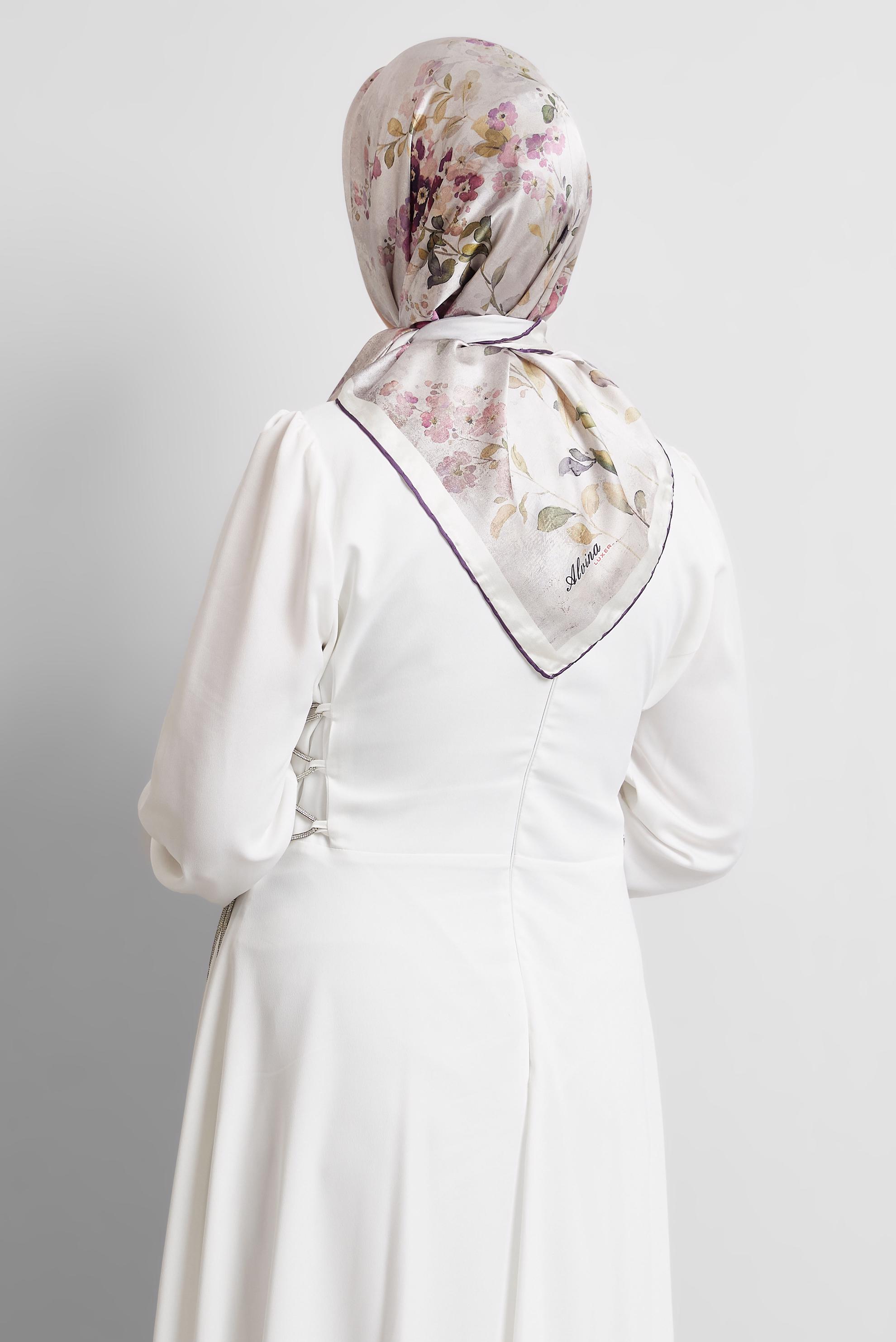 Tesettür giyim MOR ALVİNA DESENLİ EŞARP 8523