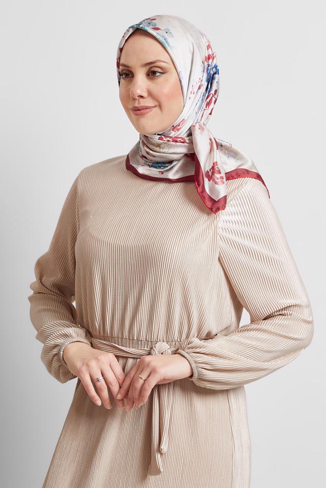 Tesettür giyim BORDO ALVİNA DESENLİ EŞARP 8523 - ALVİNA