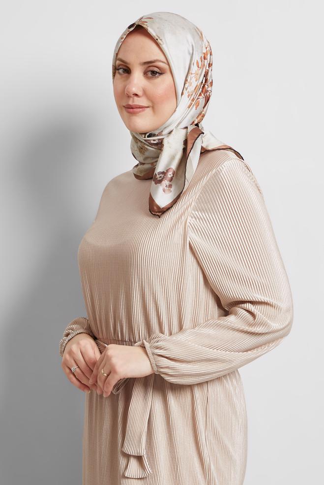 Tesettür giyim KAHVE ALVİNA DESENLİ EŞARP 8523 - ALVİNA
