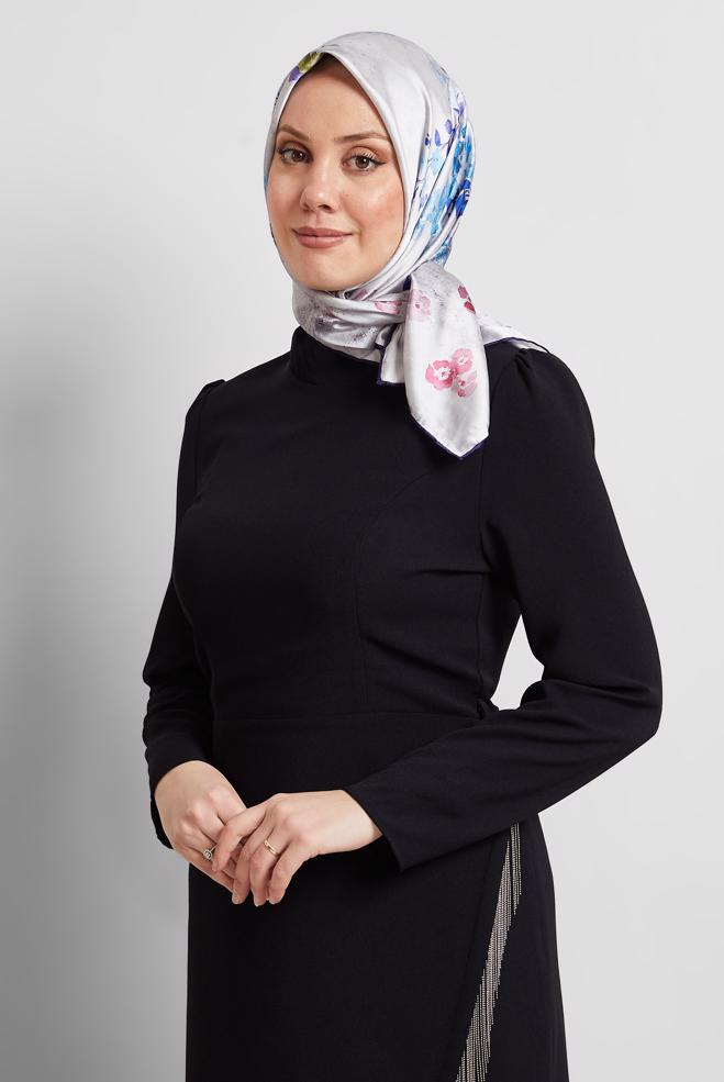 Tesettür giyim LACİVERT ALVİNA DESENLİ EŞARP 8523 - ALVİNA