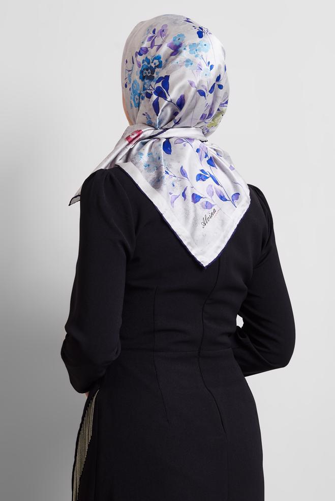 Tesettür giyim LACİVERT ALVİNA DESENLİ EŞARP 8523 - ALVİNA