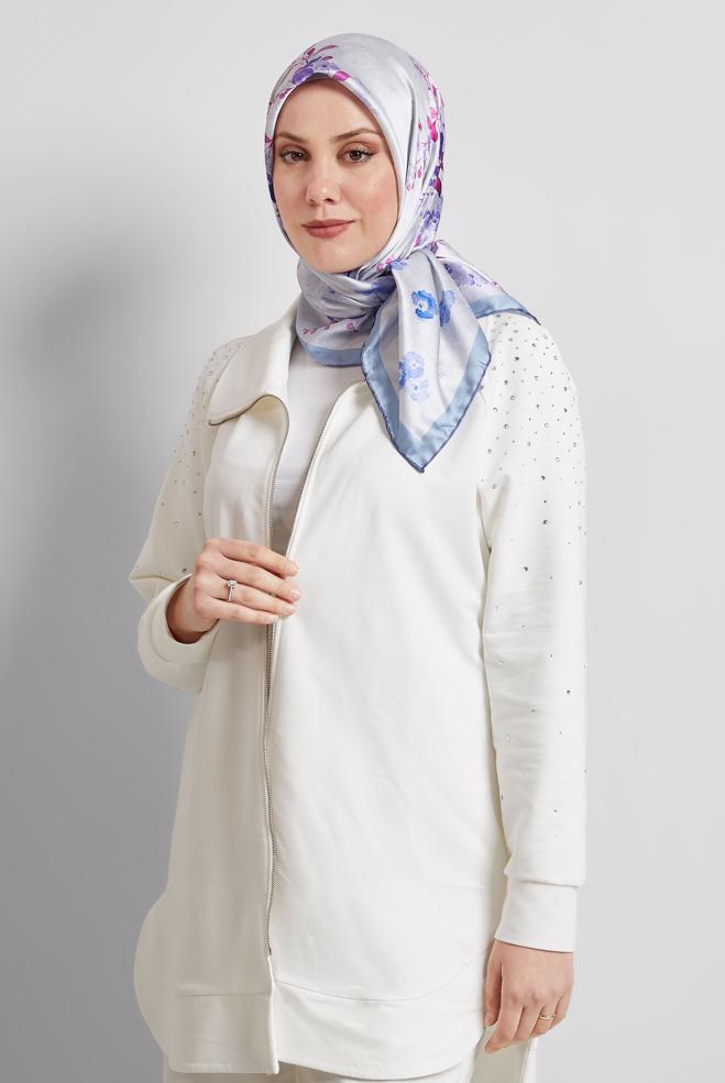 Tesettür giyim LACİVERT ALVİNA DESENLİ EŞARP 8523 - ALVİNA