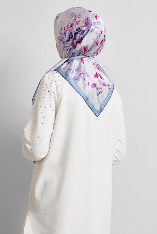 Tesettür giyim LACİVERT ALVİNA DESENLİ EŞARP 8523 - ALVİNA