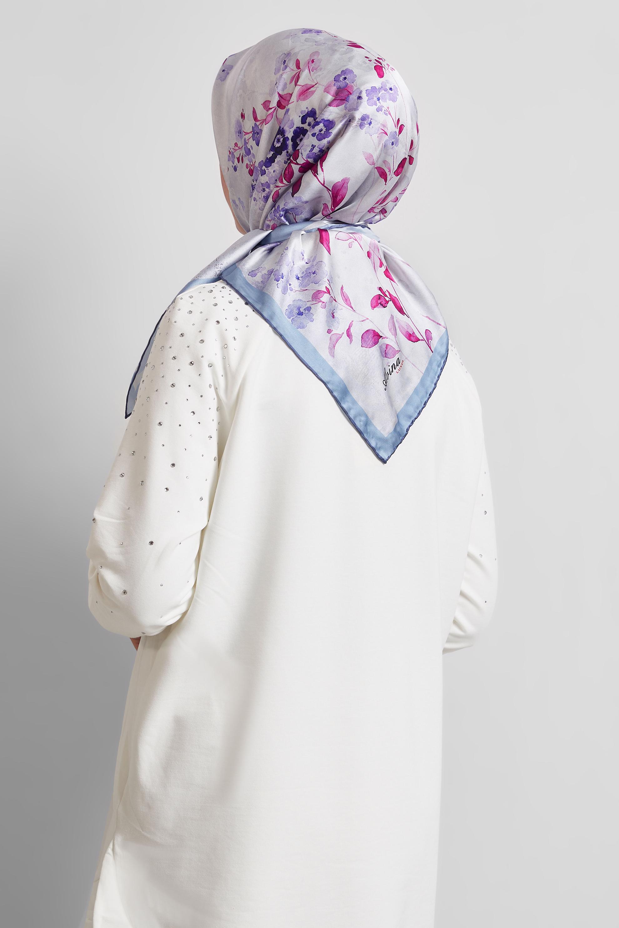 Tesettür giyim LACİVERT ALVİNA DESENLİ EŞARP 8523