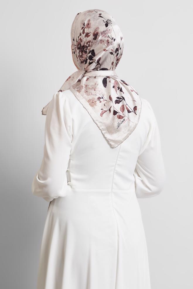 Tesettür giyim BEJ ALVİNA DESENLİ EŞARP 8523 - ALVİNA