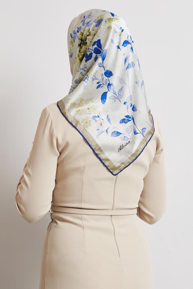 Tesettür giyim LACİVERT ALVİNA DESENLİ EŞARP 8523 - ALVİNA