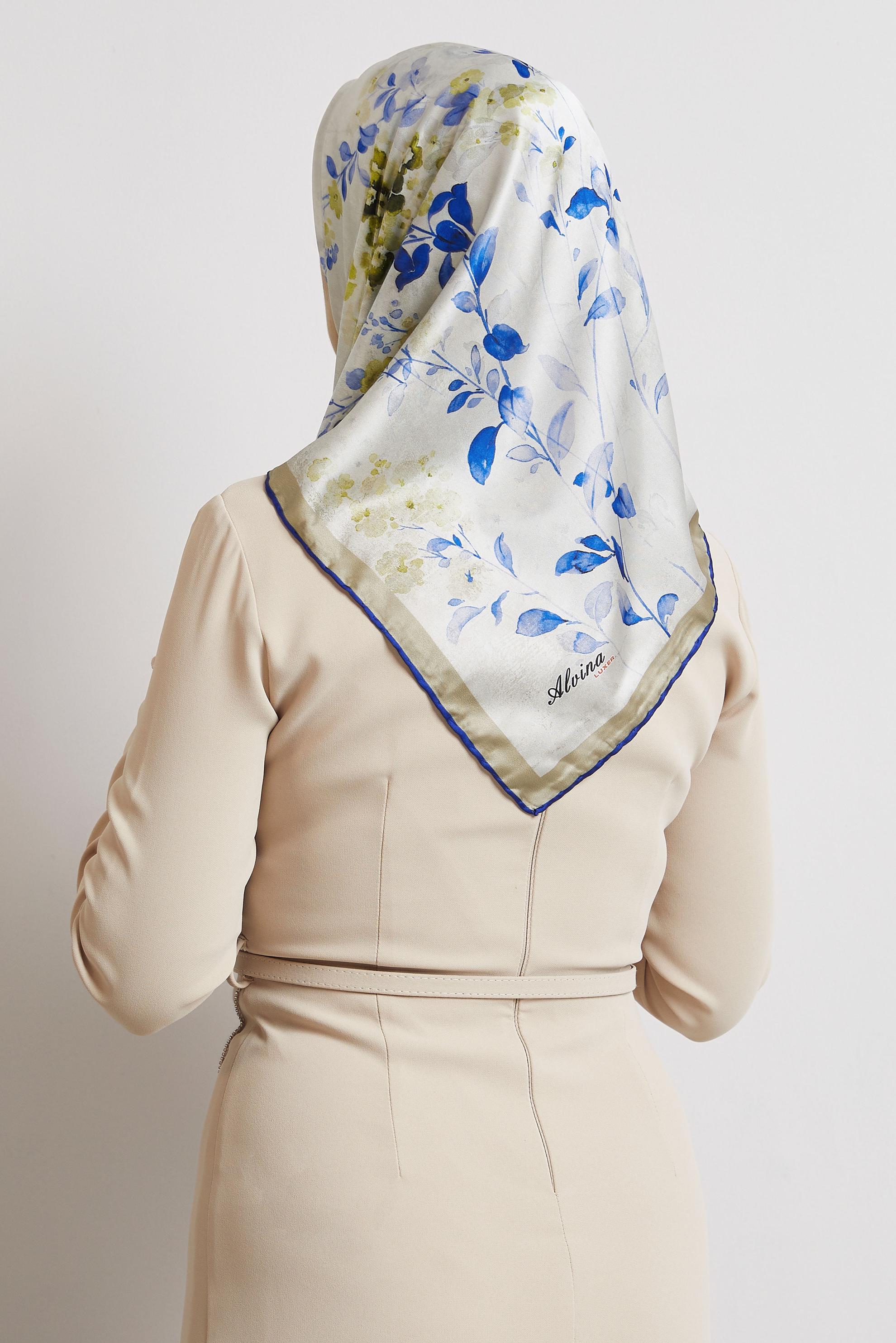 Tesettür giyim LACİVERT ALVİNA DESENLİ EŞARP 8523