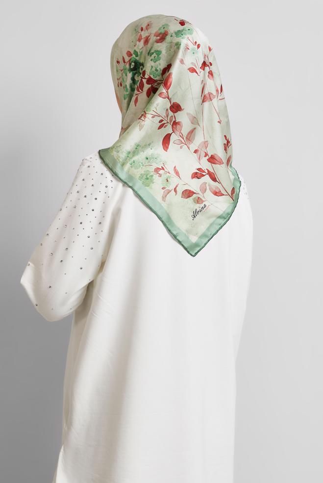 Tesettür giyim YEŞİL ALVİNA DESENLİ EŞARP 8523 - ALVİNA