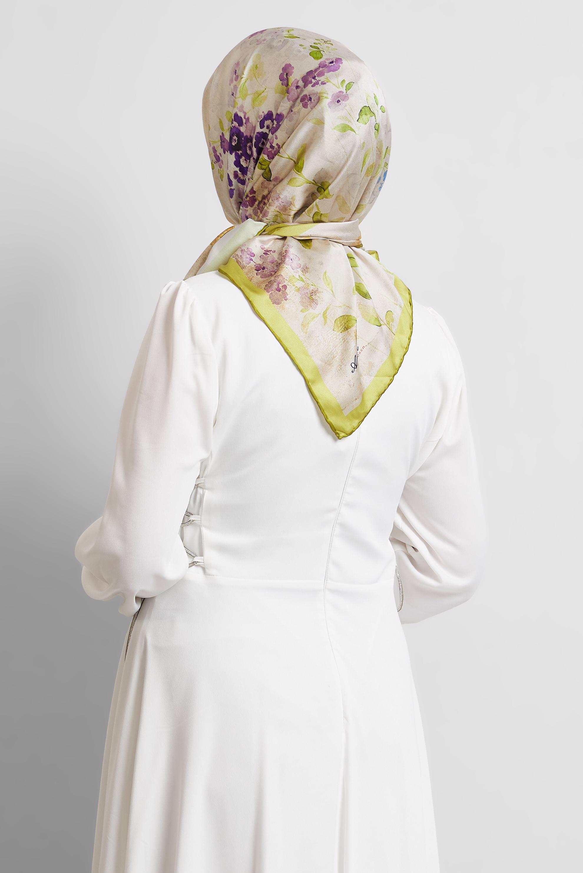 Tesettür giyim YEŞİL ALVİNA DESENLİ EŞARP 8523