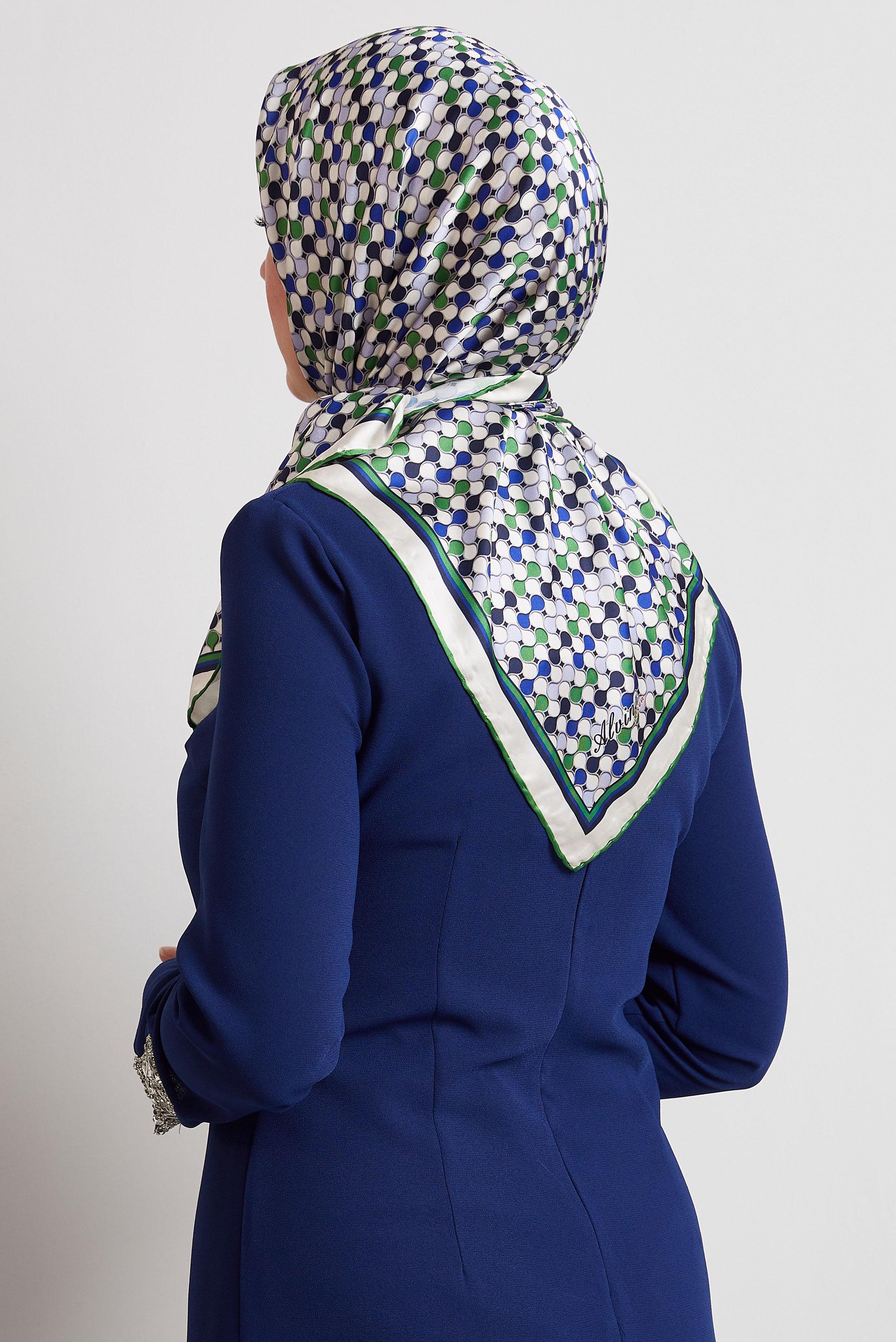 Tesettür giyim YEŞİL ALVİNA DESENLİ EŞARP 8524