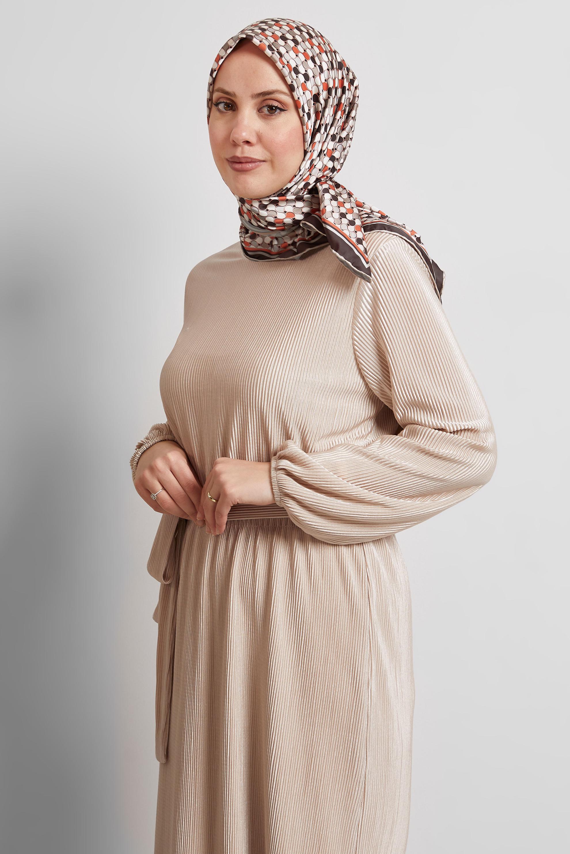 Tesettür giyim KAHVE ALVİNA DESENLİ EŞARP 8524