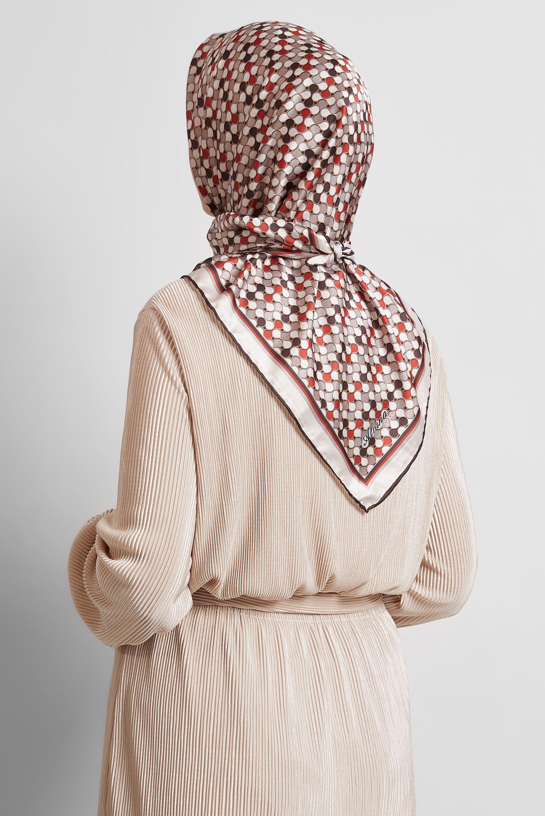 Tesettür giyim KAHVE ALVİNA DESENLİ EŞARP 8524