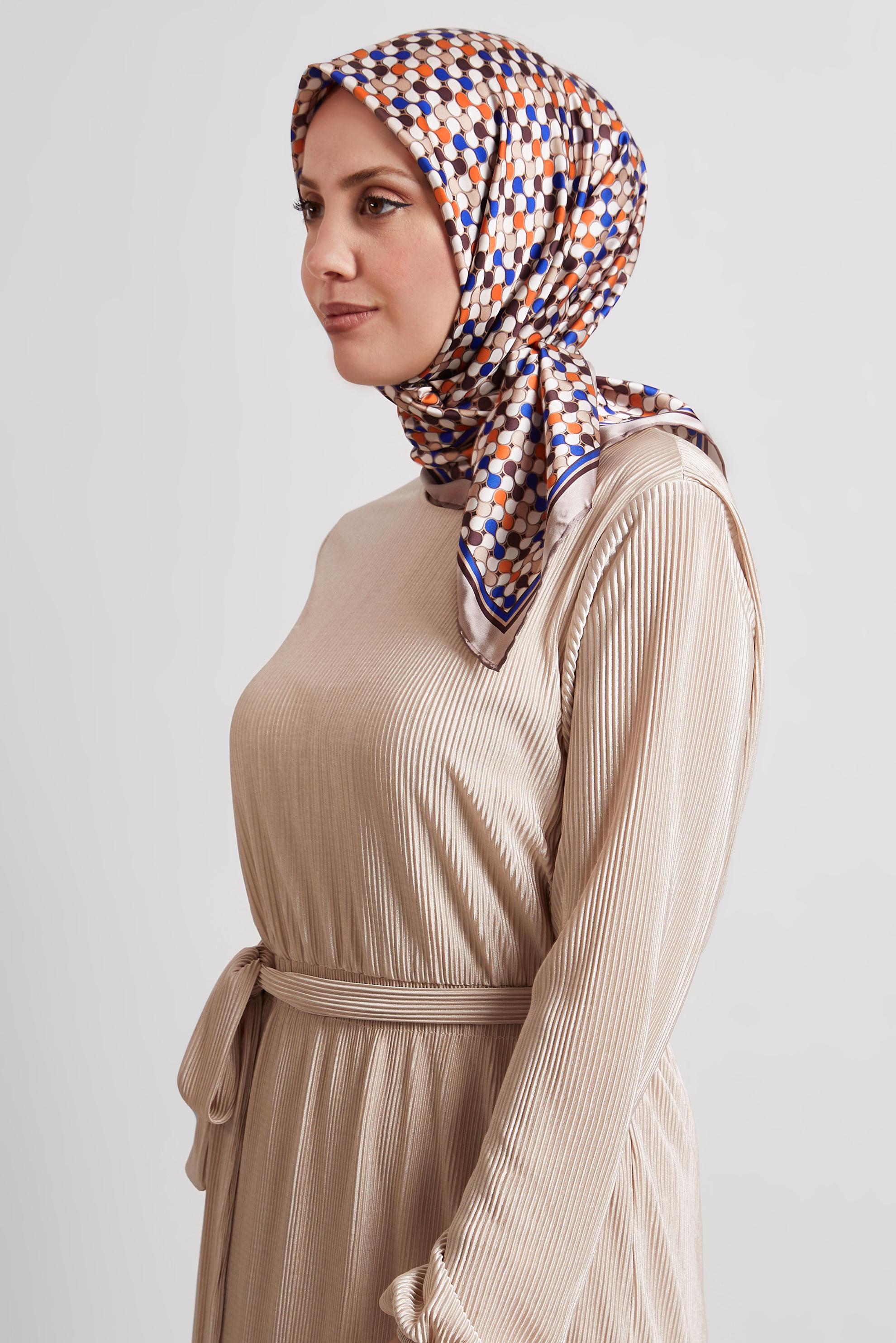 Tesettür giyim LACİVERT ALVİNA DESENLİ EŞARP 8524