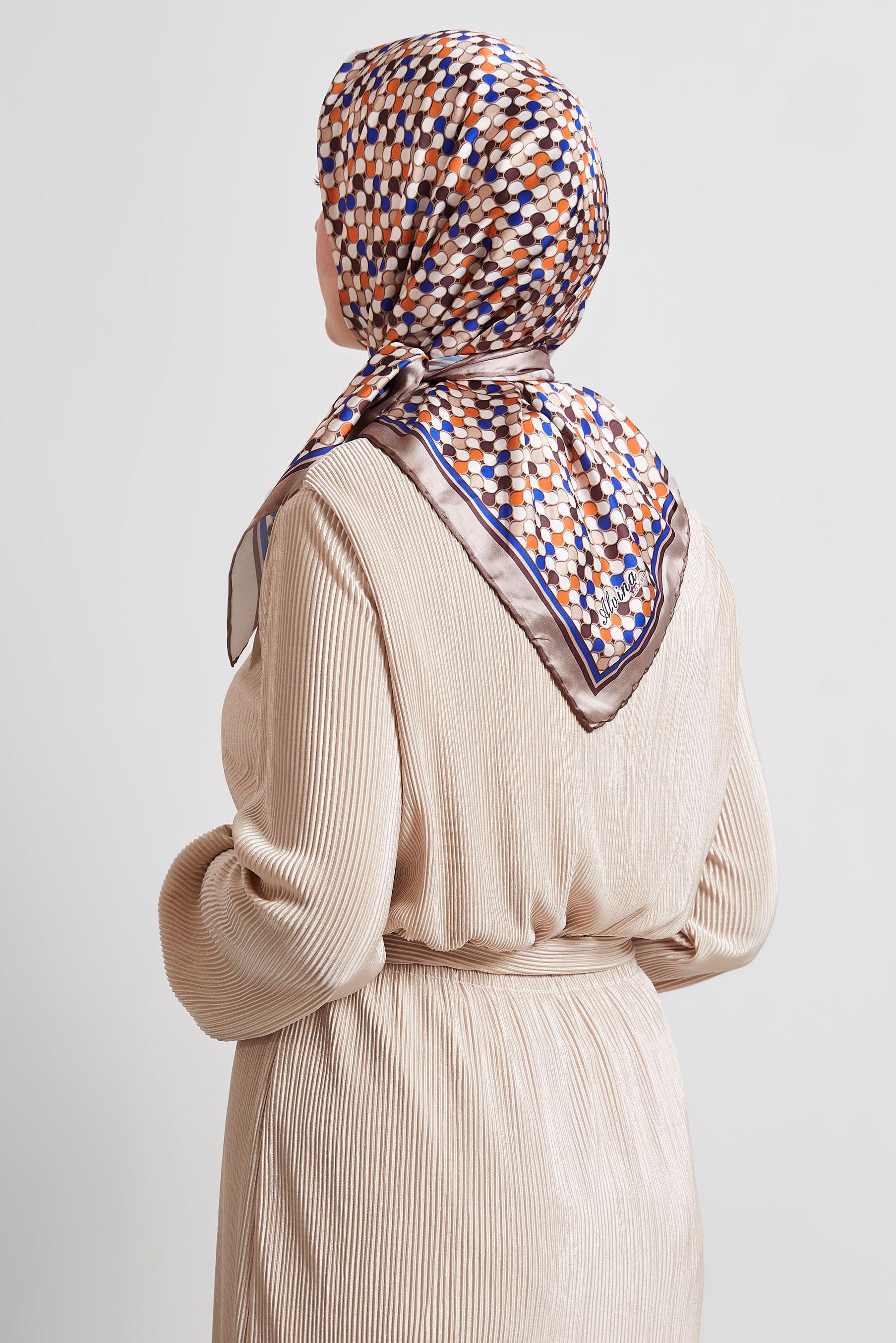 Tesettür giyim LACİVERT ALVİNA DESENLİ EŞARP 8524