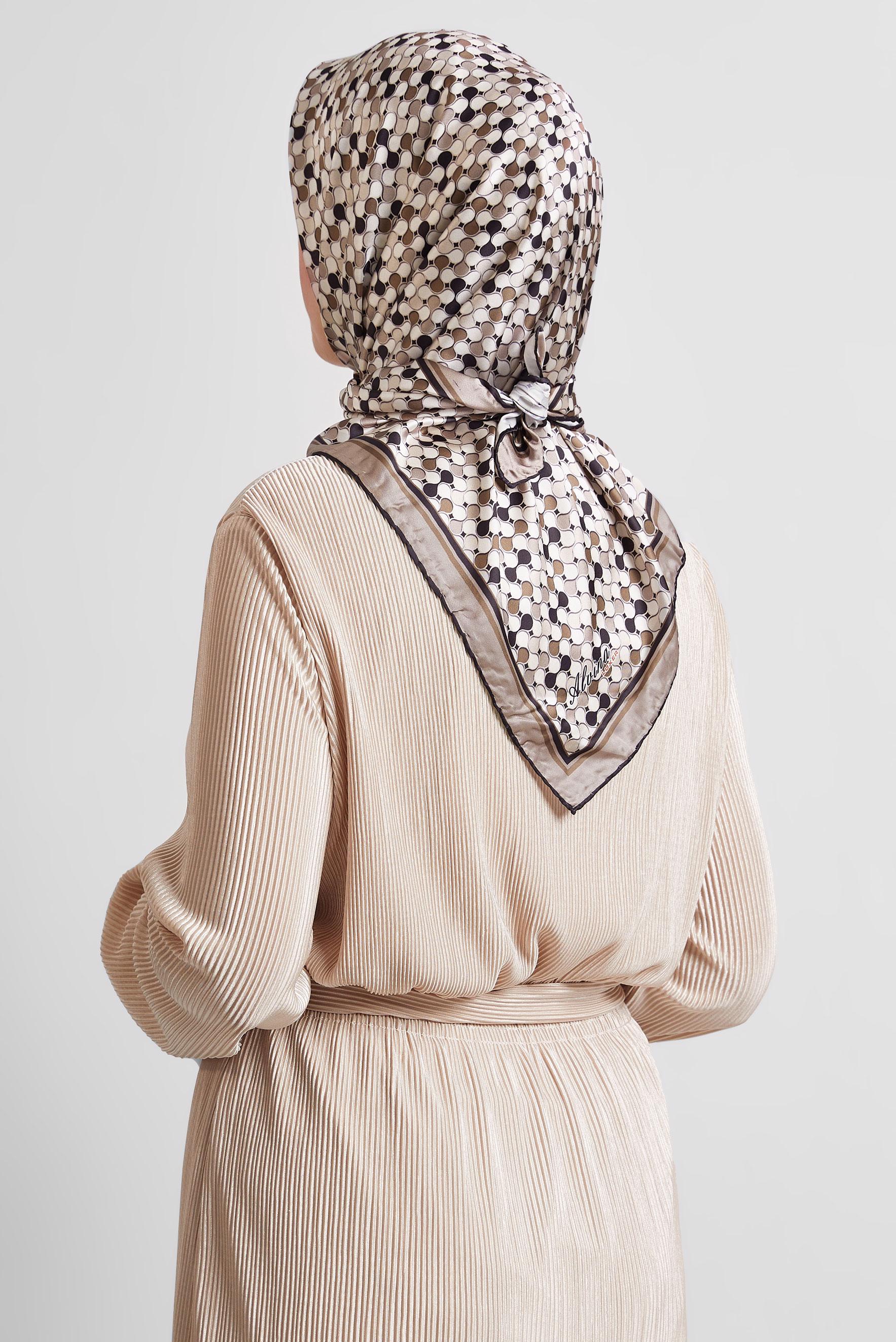 Tesettür giyim VİZON ALVİNA DESENLİ EŞARP 8524