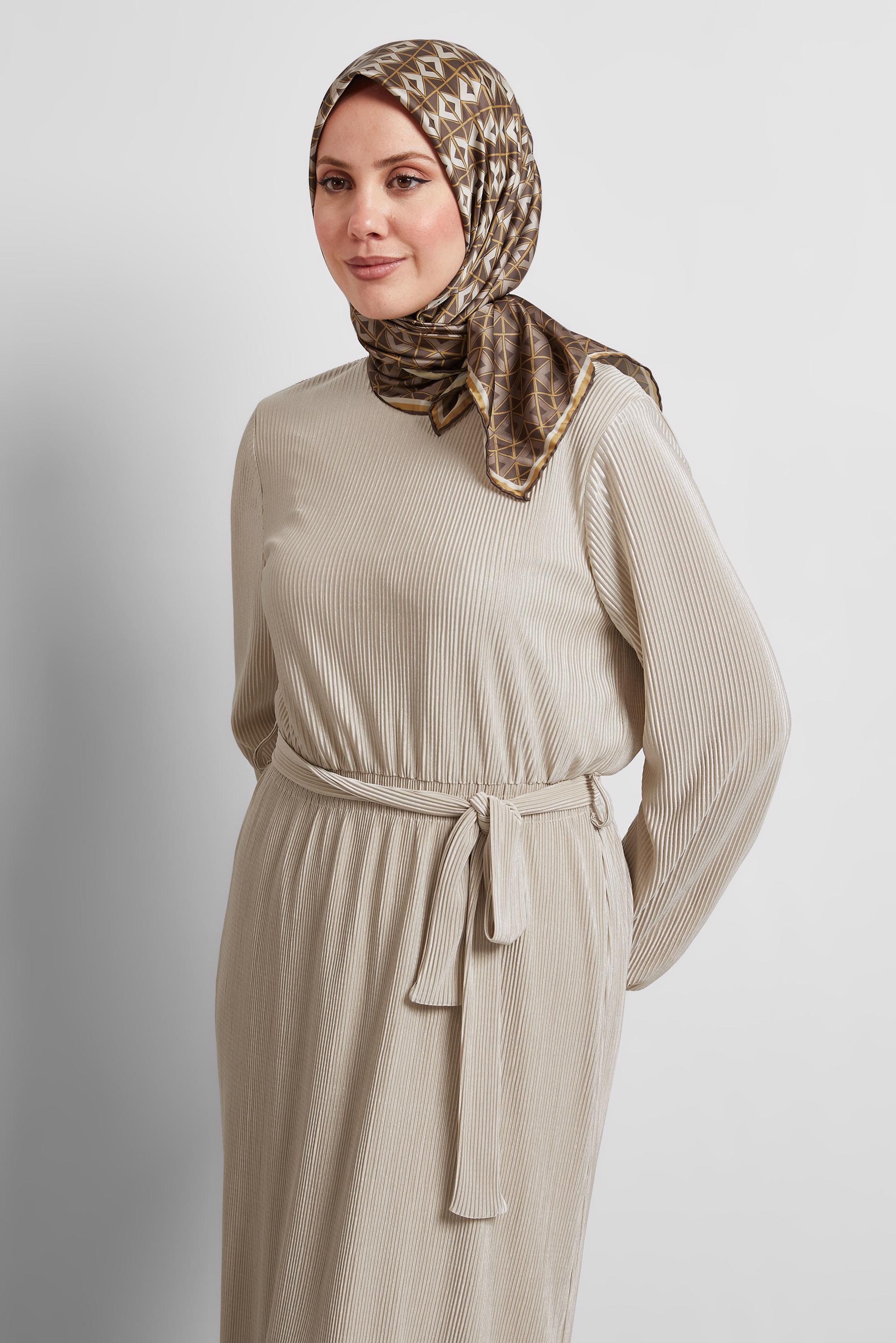 Tesettür giyim KAHVE ALVİNA DESENLİ EŞARP 8525