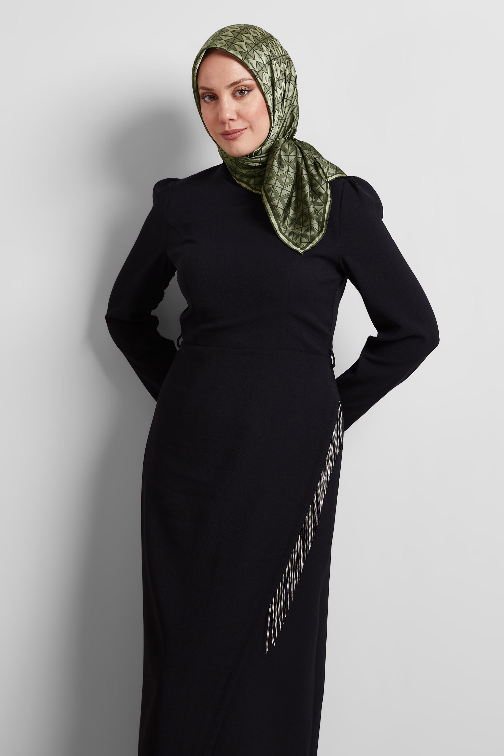 Tesettür giyim HAKİ ALVİNA DESENLİ EŞARP 8525