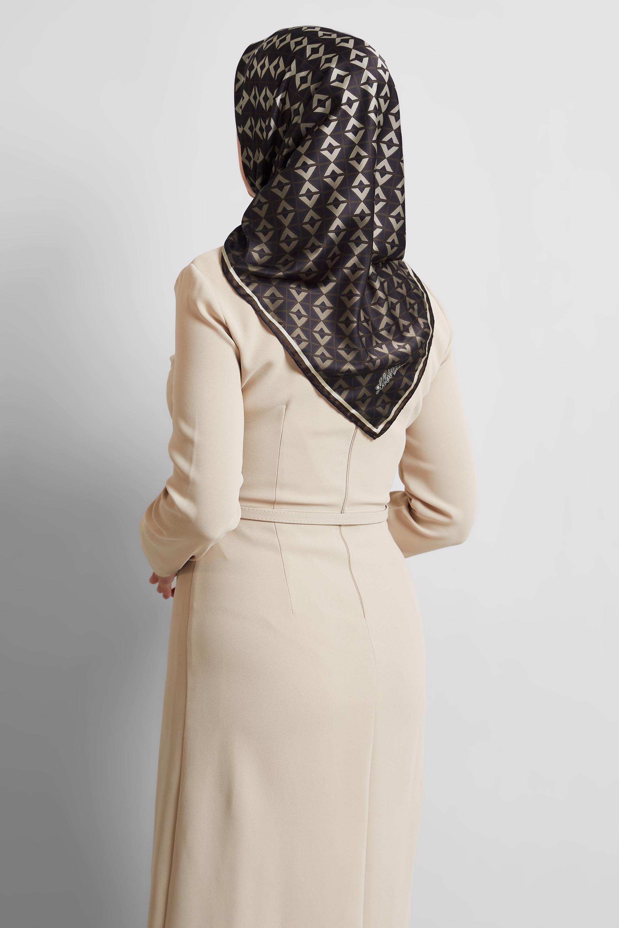 Tesettür giyim KAHVE ALVİNA DESENLİ EŞARP 8525