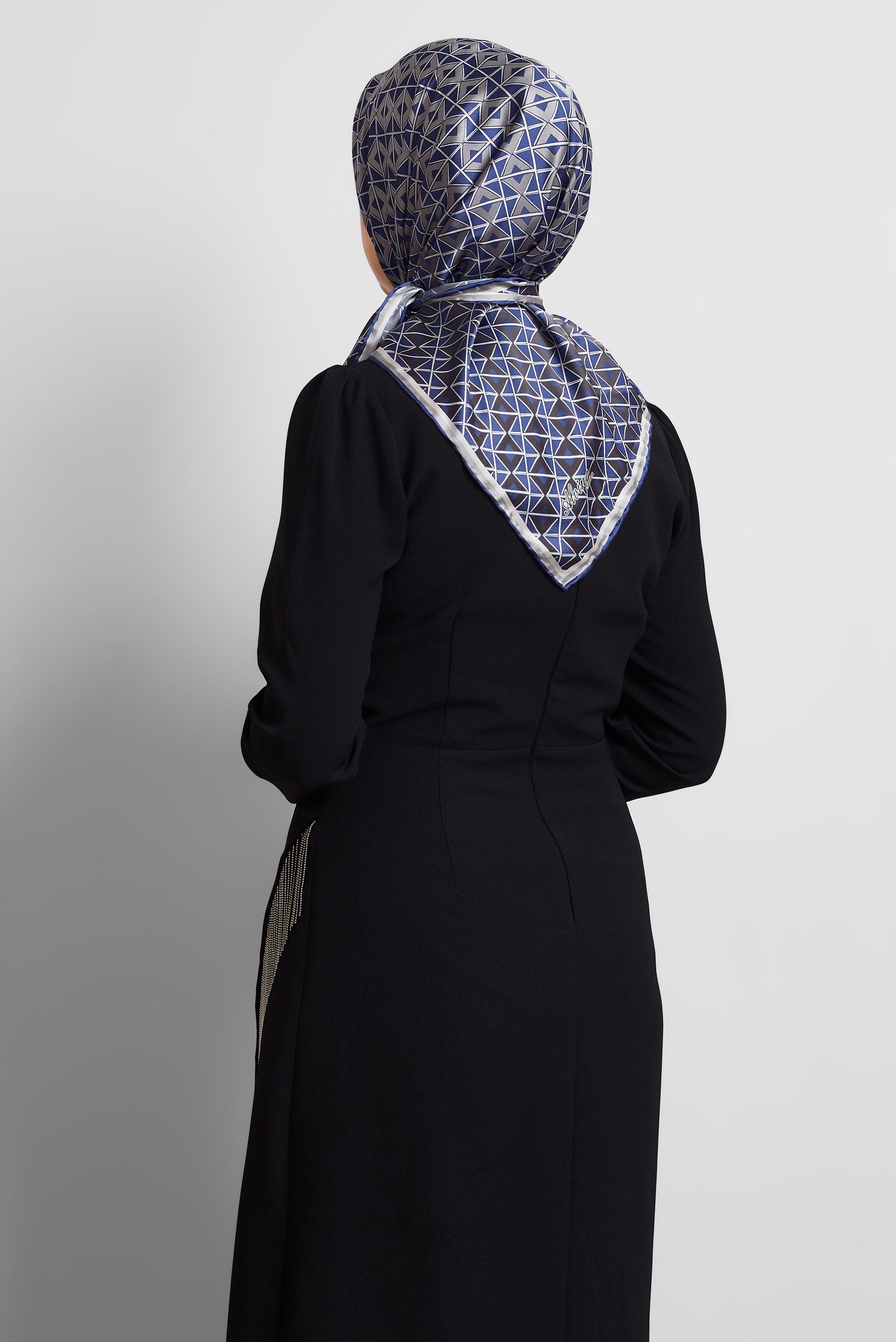 Tesettür giyim LACİVERT ALVİNA DESENLİ EŞARP 8525