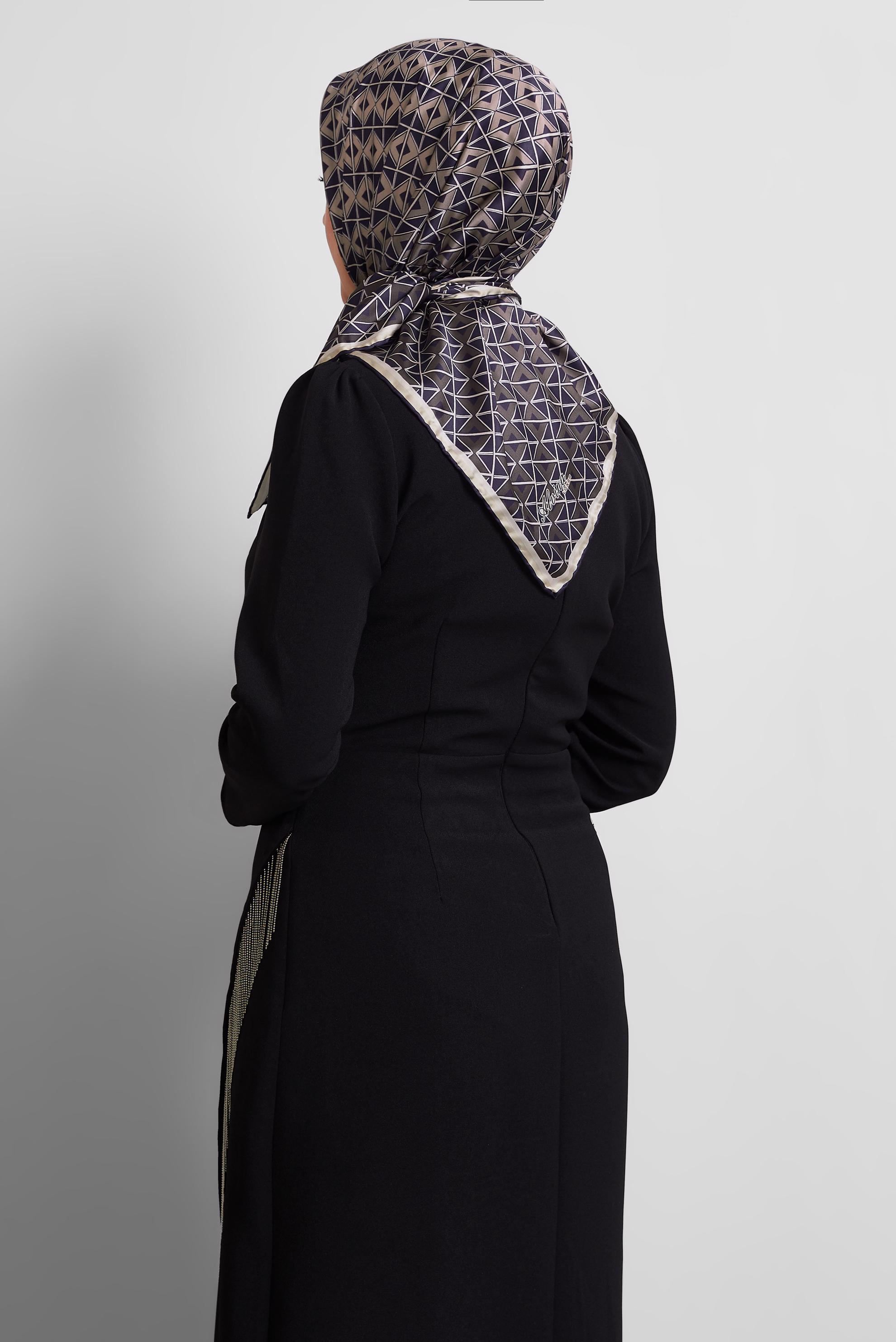 Tesettür giyim LACİVERT ALVİNA DESENLİ EŞARP 8525