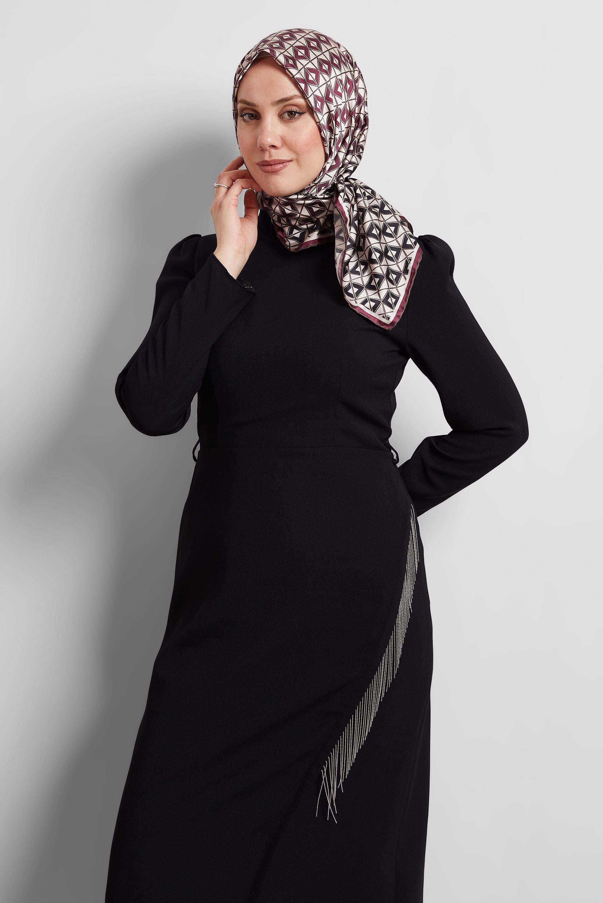 Tesettür giyim BORDO ALVİNA DESENLİ EŞARP 8525