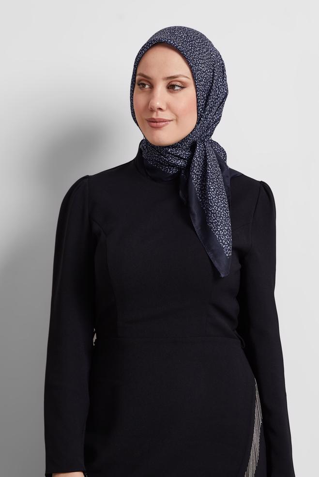 Tesettür giyim LACİVERT ALVİNA DESENLİ EŞARP 8526 - ALVİNA