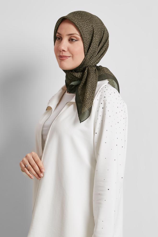 Tesettür giyim KAHVE ALVİNA DESENLİ EŞARP 8526 - ALVİNA