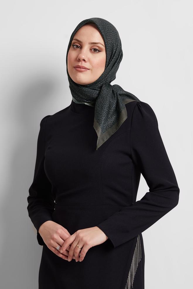 Tesettür giyim GRİ ALVİNA DESENLİ EŞARP 8526 - ALVİNA