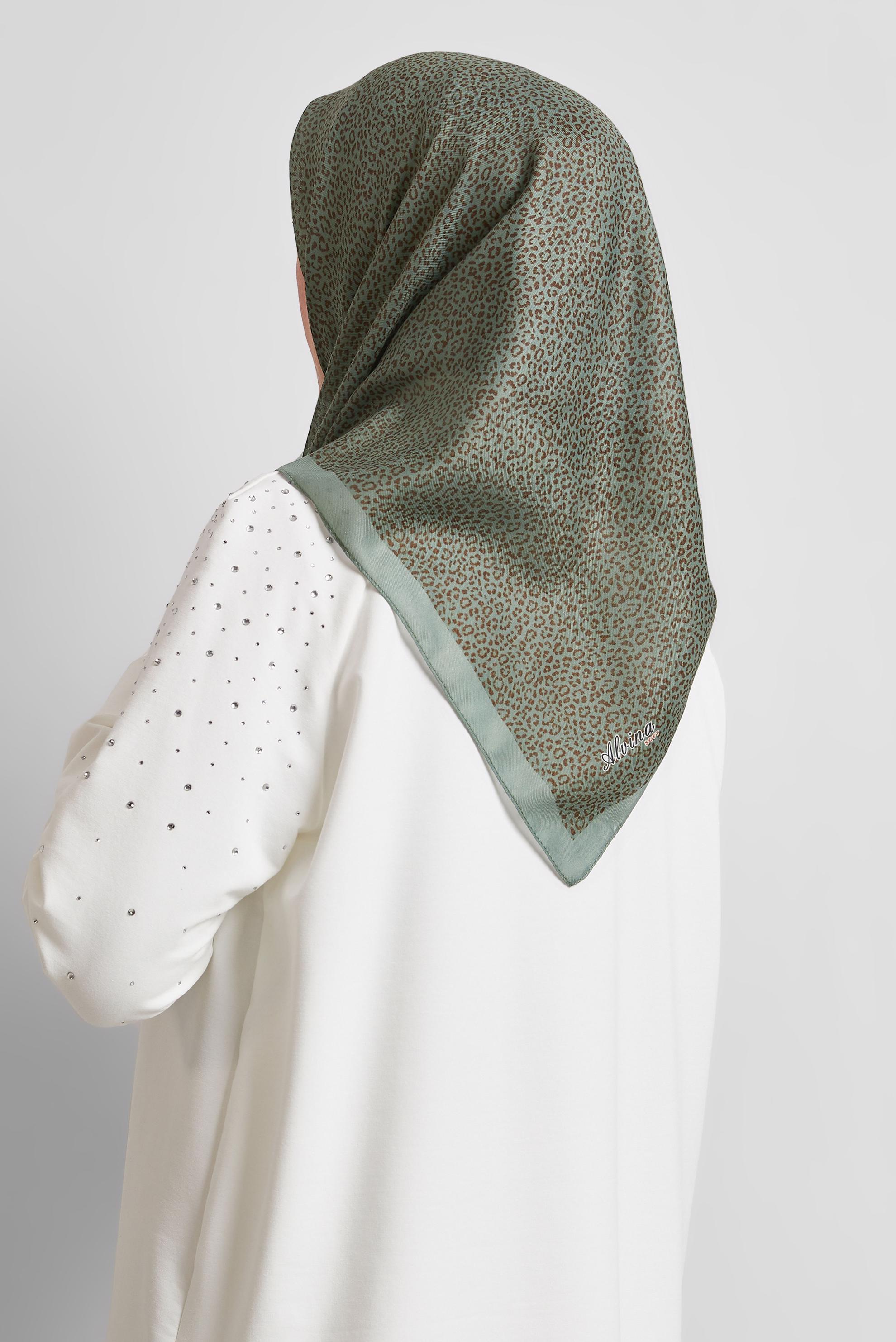 Tesettür giyim YEŞİL ALVİNA DESENLİ EŞARP 8526