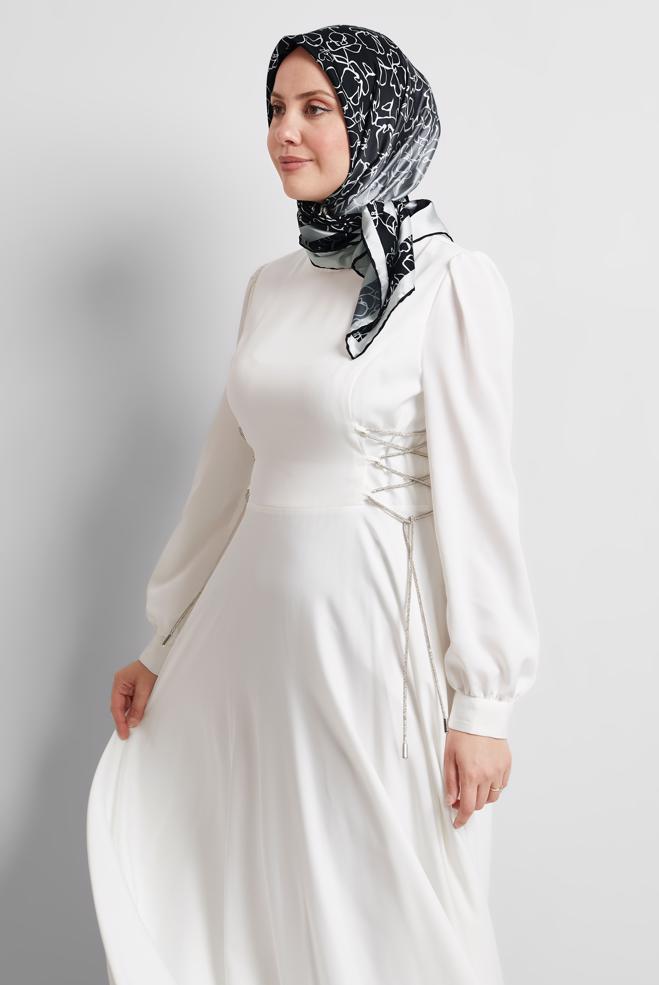 Tesettür giyim SİYAH ALVİNA DESENLİ EŞARP 8527 - ALVİNA