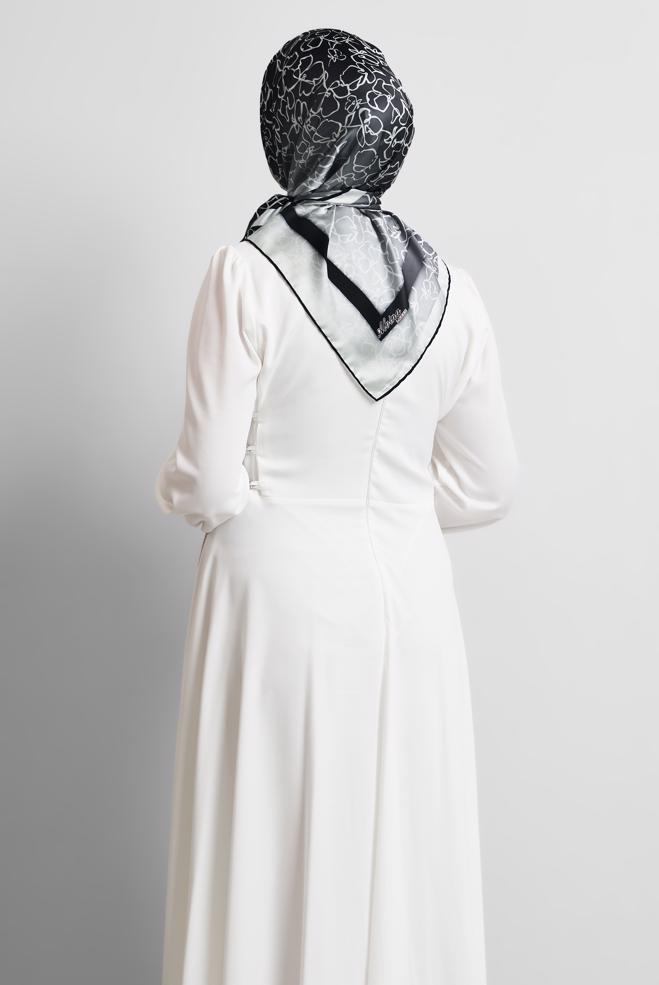 Tesettür giyim SİYAH ALVİNA DESENLİ EŞARP 8527 - ALVİNA