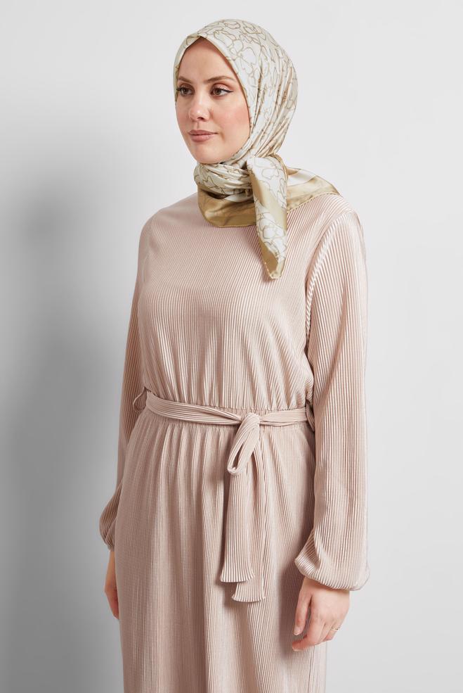 Tesettür giyim BEJ ALVİNA DESENLİ EŞARP 8527 - ALVİNA