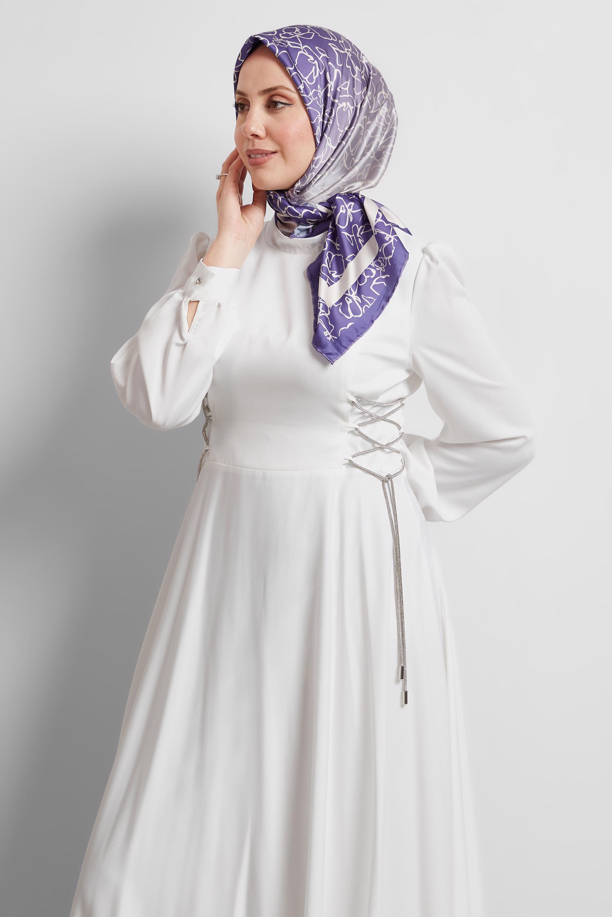 Tesettür giyim MOR ALVİNA DESENLİ EŞARP 8527