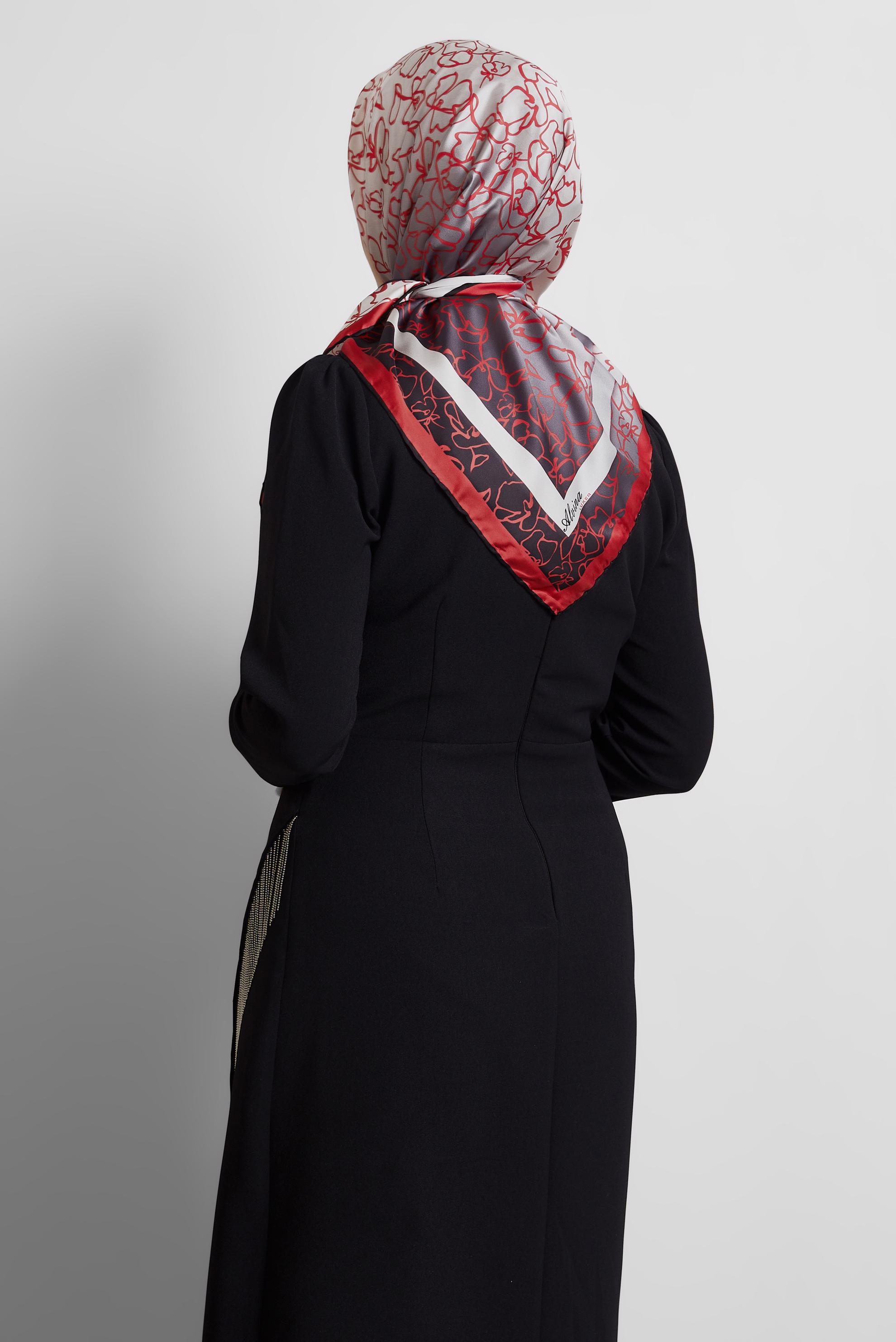 Tesettür giyim BORDO ALVİNA DESENLİ EŞARP 8527