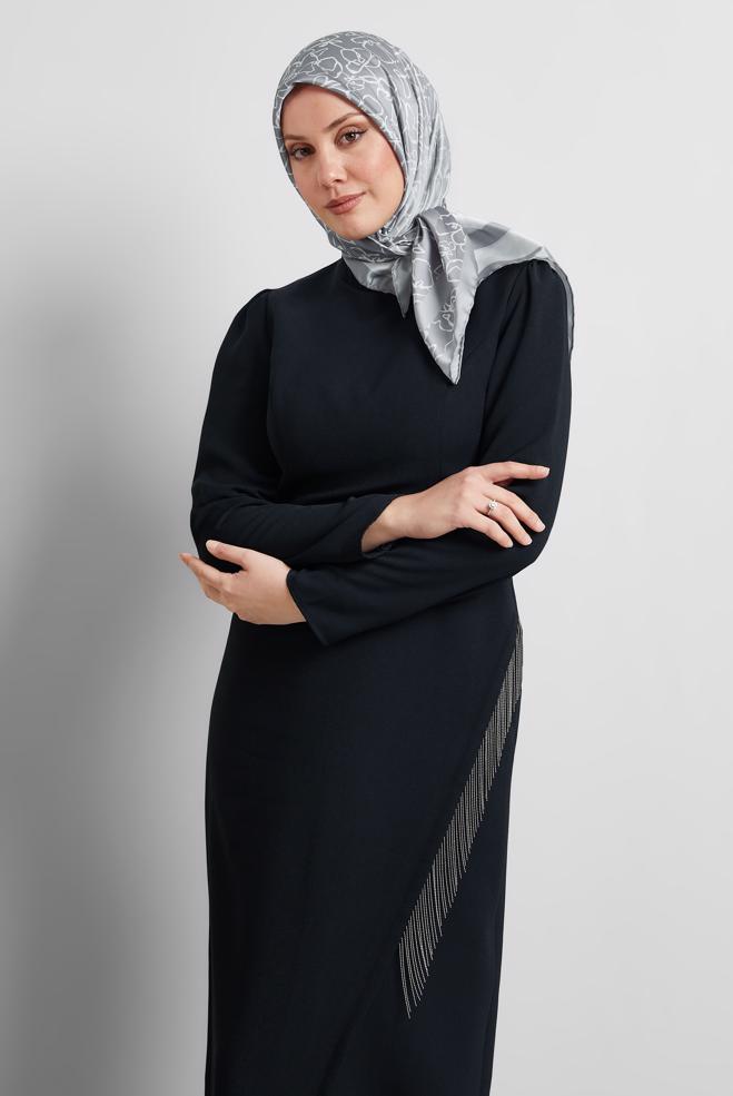 Tesettür giyim GÜMÜŞ ALVİNA DESENLİ EŞARP 8527 - ALVİNA