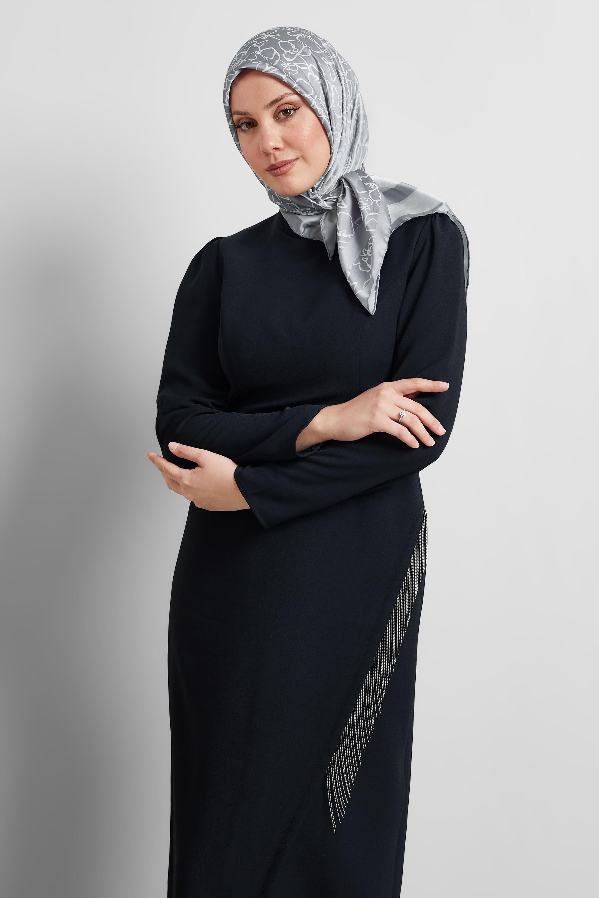 Tesettür giyim GÜMÜŞ ALVİNA DESENLİ EŞARP 8527