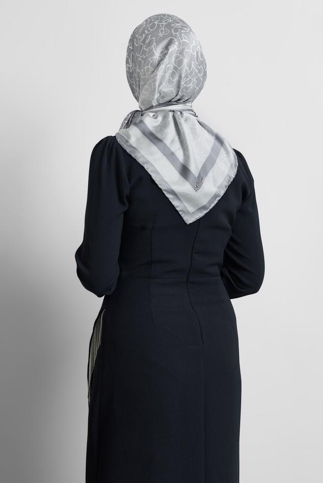 Tesettür giyim GÜMÜŞ ALVİNA DESENLİ EŞARP 8527 - ALVİNA