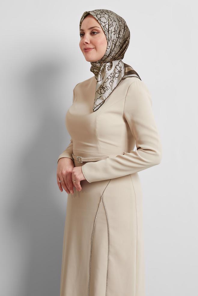 Tesettür giyim KAHVE ALVİNA DESENLİ EŞARP 8527 - ALVİNA