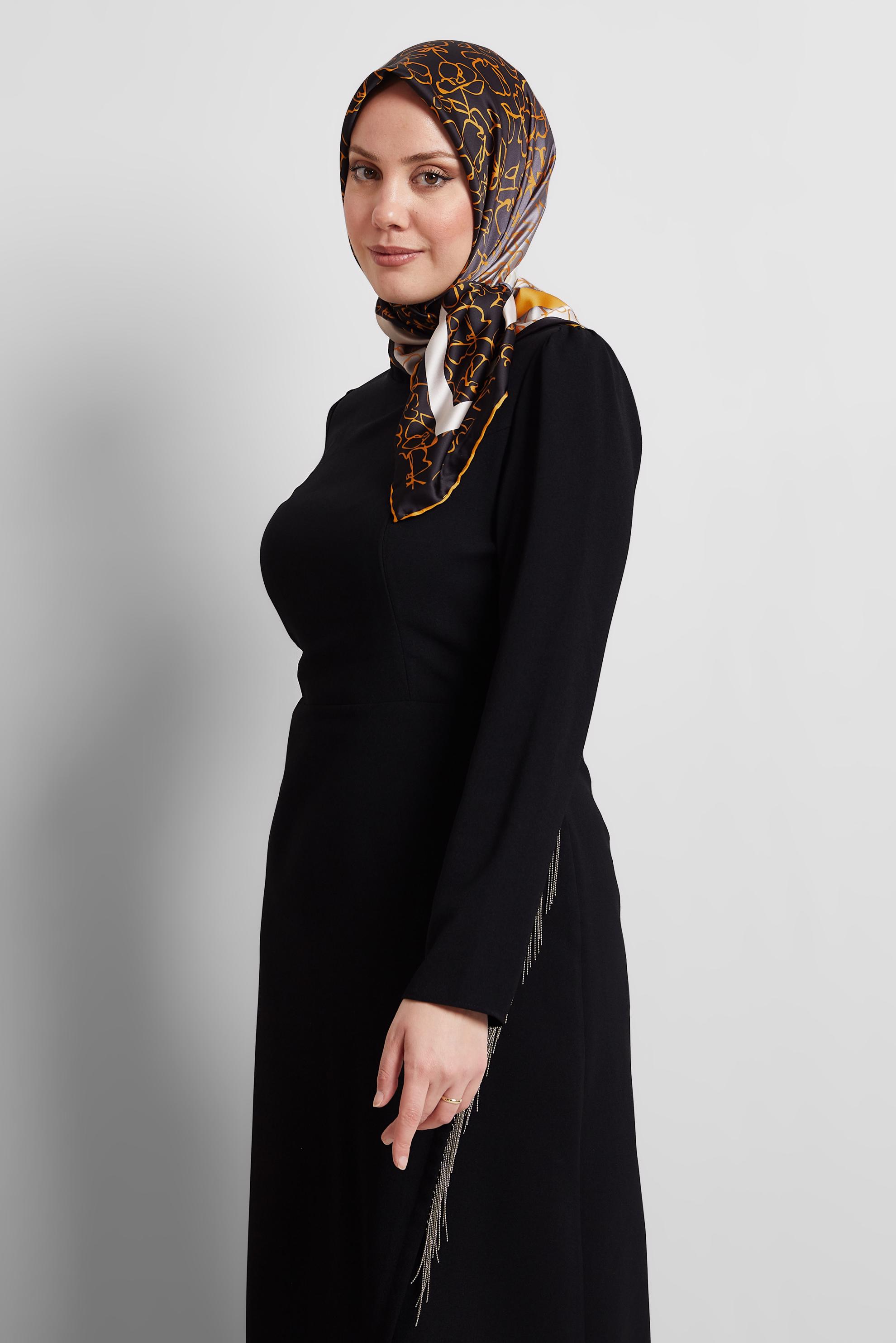 Tesettür giyim TABA ALVİNA DESENLİ EŞARP 8527
