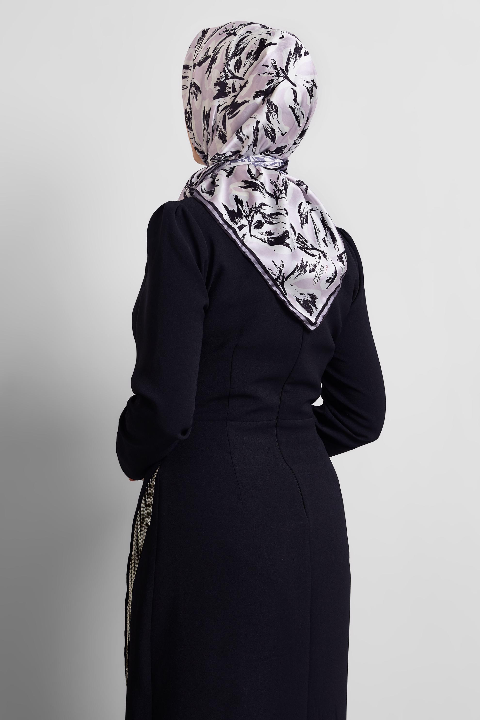 Vêtements hijab GRIS ÉCHARPE À MOTIFS ALVINA 8528
