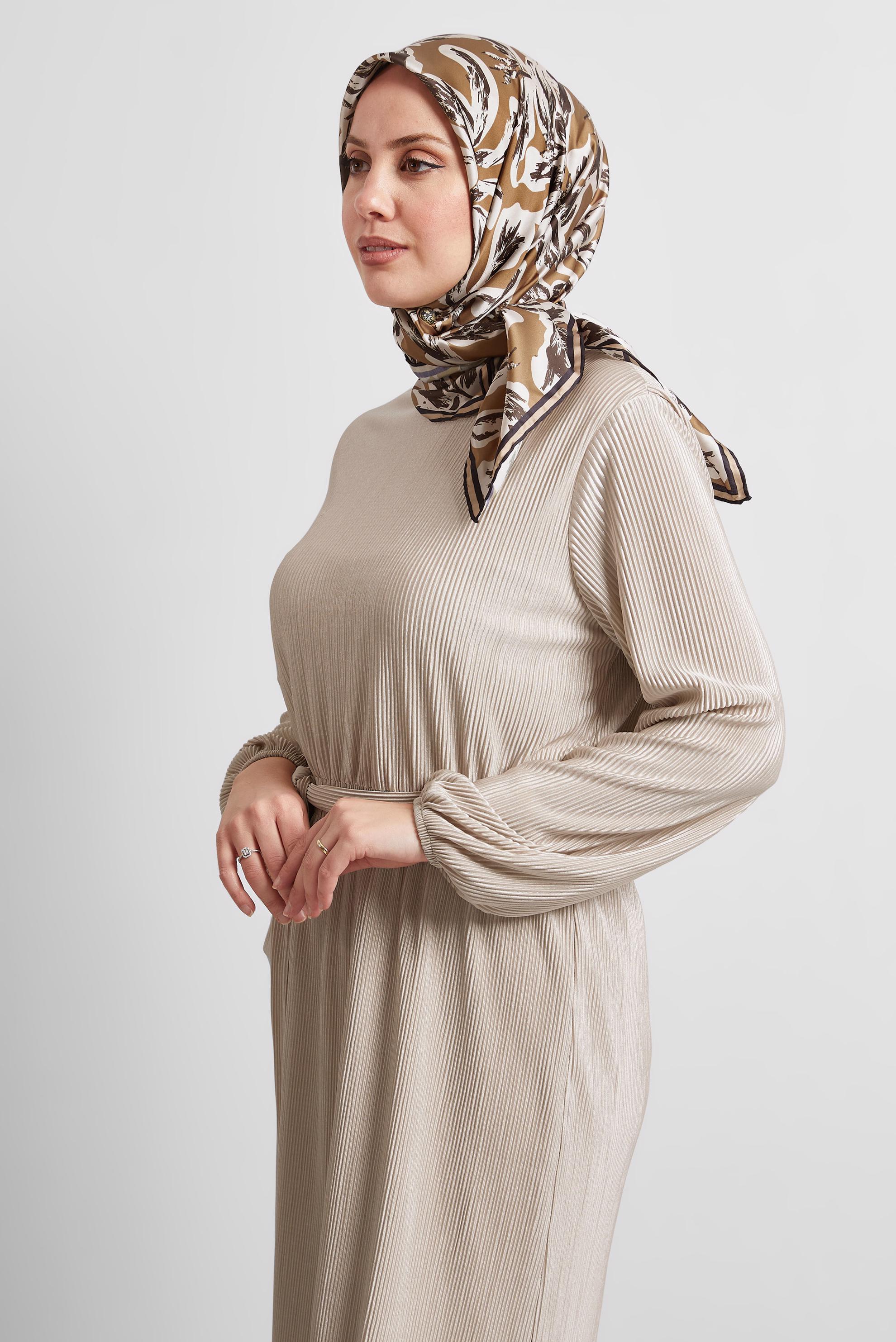 Tesettür giyim KAHVE ALVİNA DESENLİ EŞARP 8528