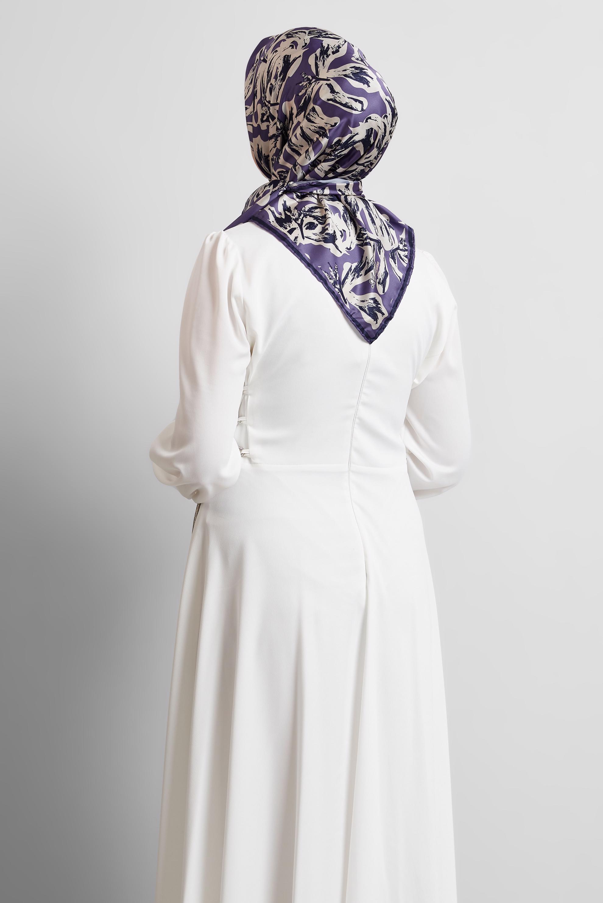 Tesettür giyim LACİVERT ALVİNA DESENLİ EŞARP 8528