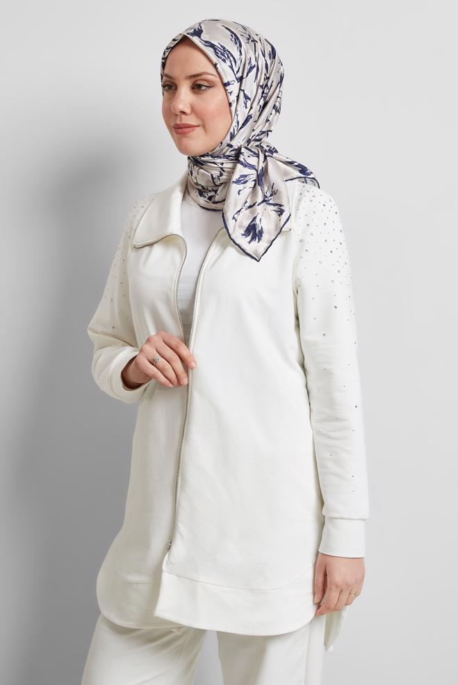 Tesettür giyim BEJ ALVİNA DESENLİ EŞARP 8528 - ALVİNA