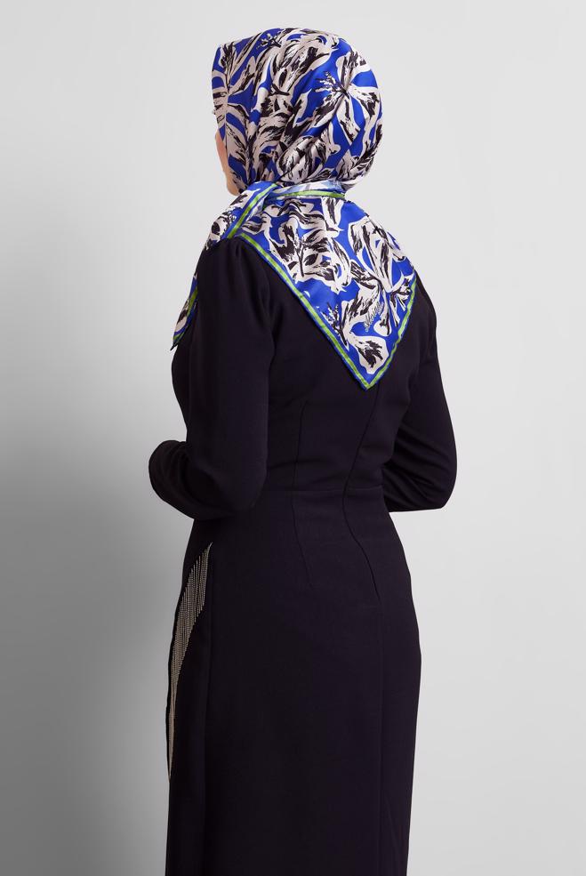 Tesettür giyim LACİVERT ALVİNA DESENLİ EŞARP 8528 - ALVİNA