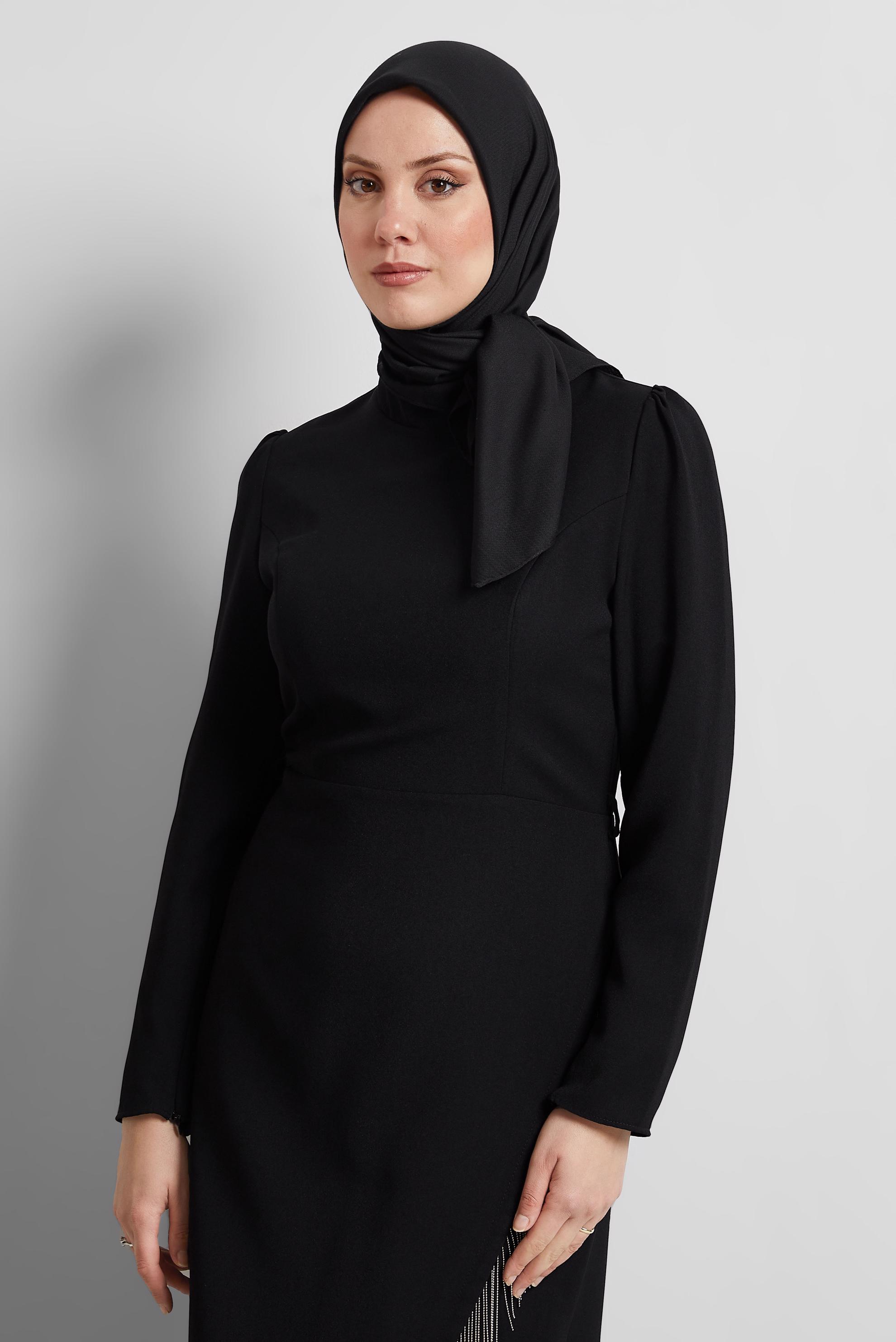 Tesettür giyim SİYAH ALVİNA DÜZ EŞARP 8529