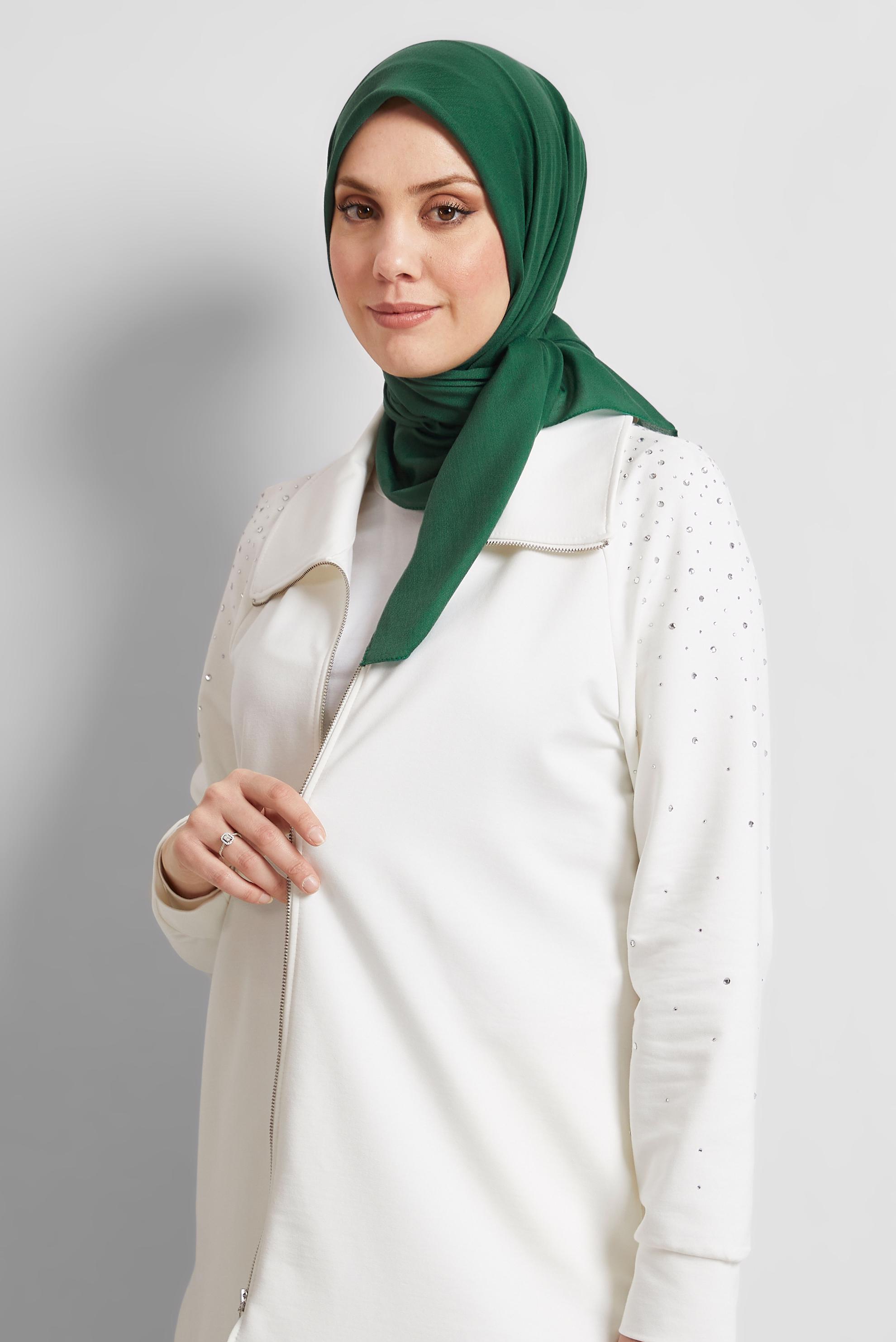 Tesettür giyim YEŞİL ALVİNA DÜZ EŞARP 8529