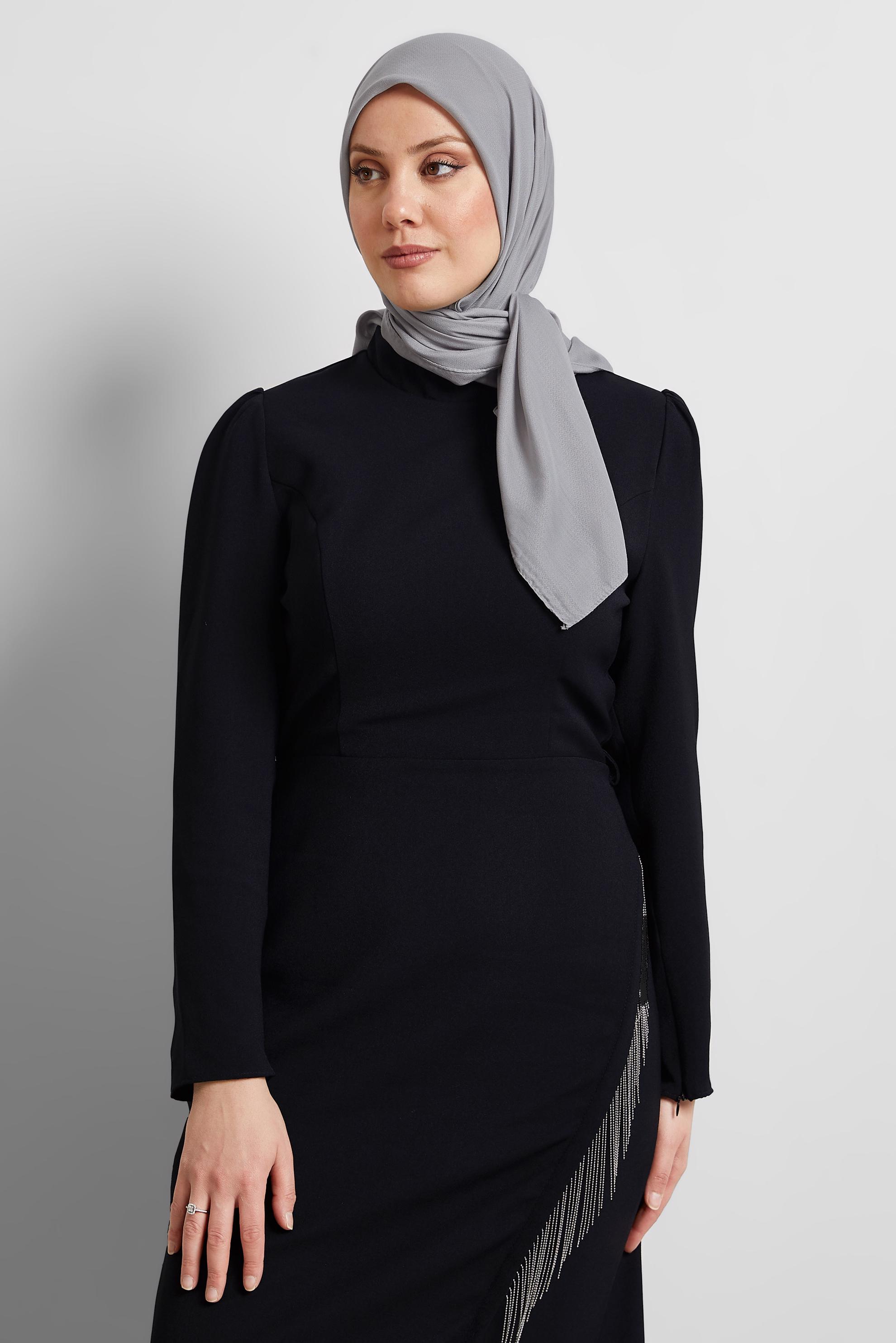 Tesettür giyim GRİ ALVİNA DÜZ EŞARP 8529