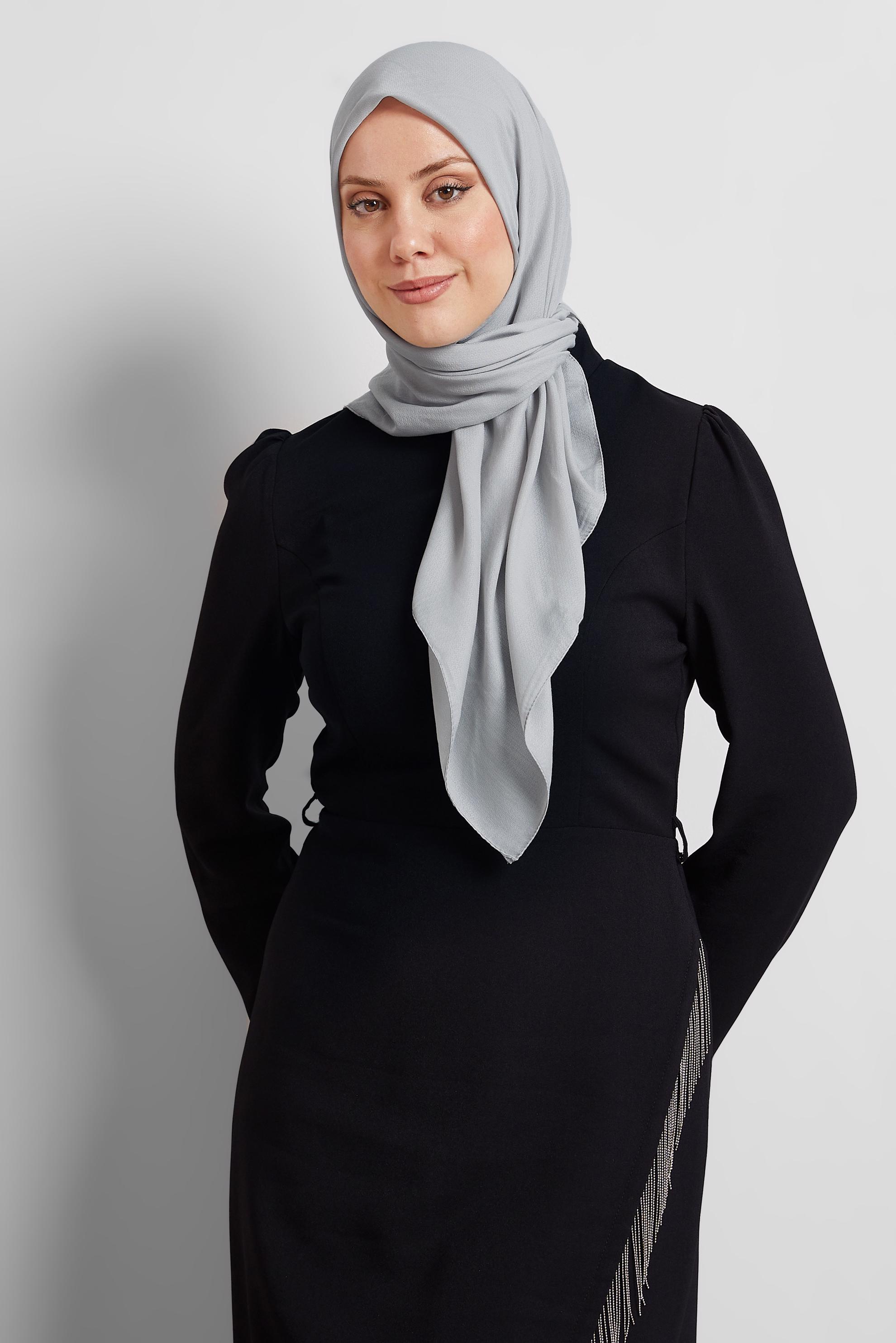 Tesettür giyim GRİ ALVİNA DÜZ EŞARP 8529