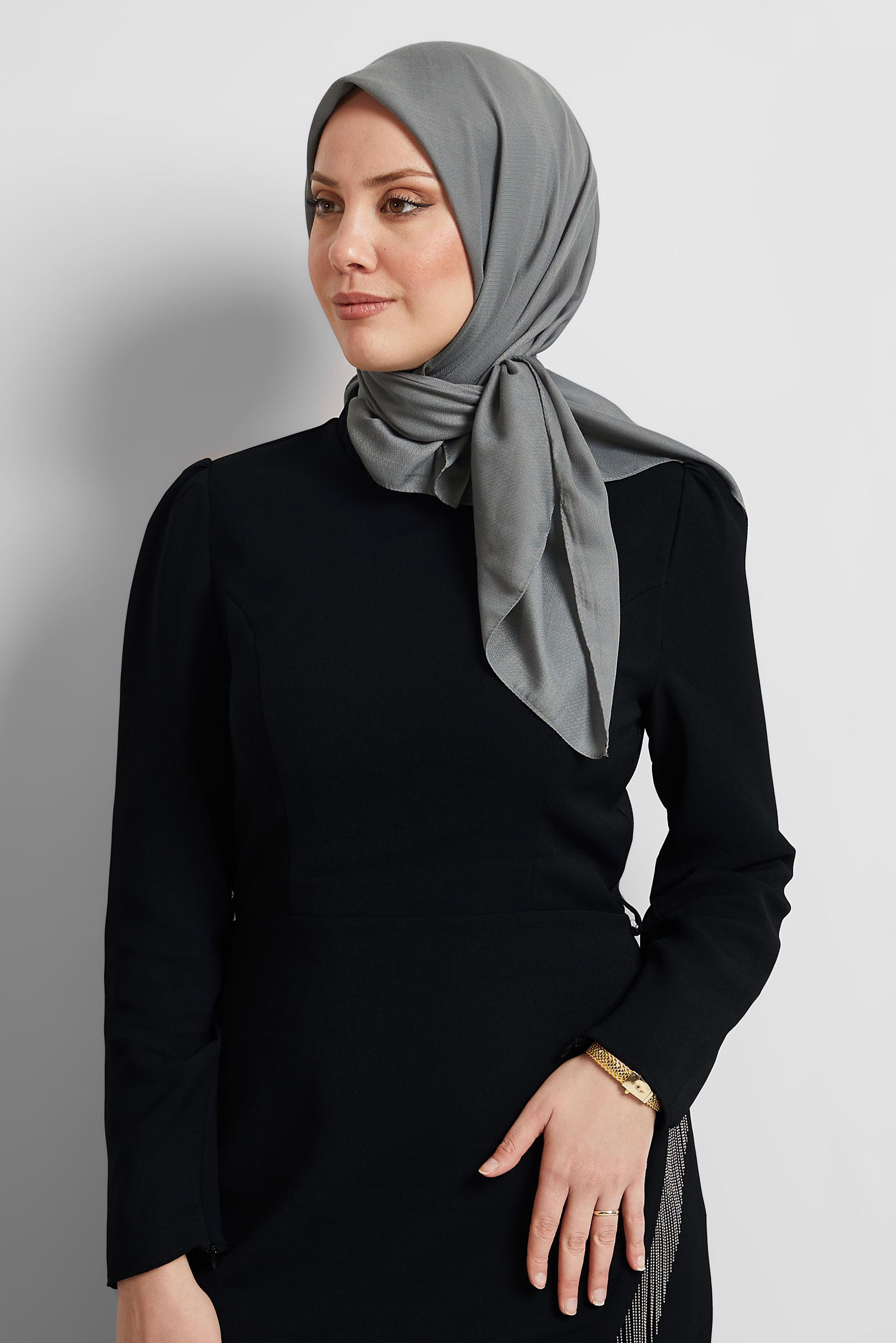 Tesettür giyim GRİ ALVİNA DÜZ EŞARP 8529